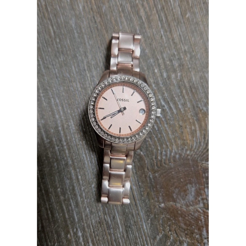 Fossil Women's Stainless Steel Rose Gold Analog Dial Quartz Watch Needs Battery